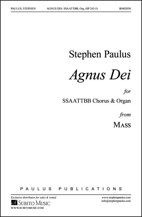 Agnus Dei (from MASS) for SSAATTBB Chorus & Ogan